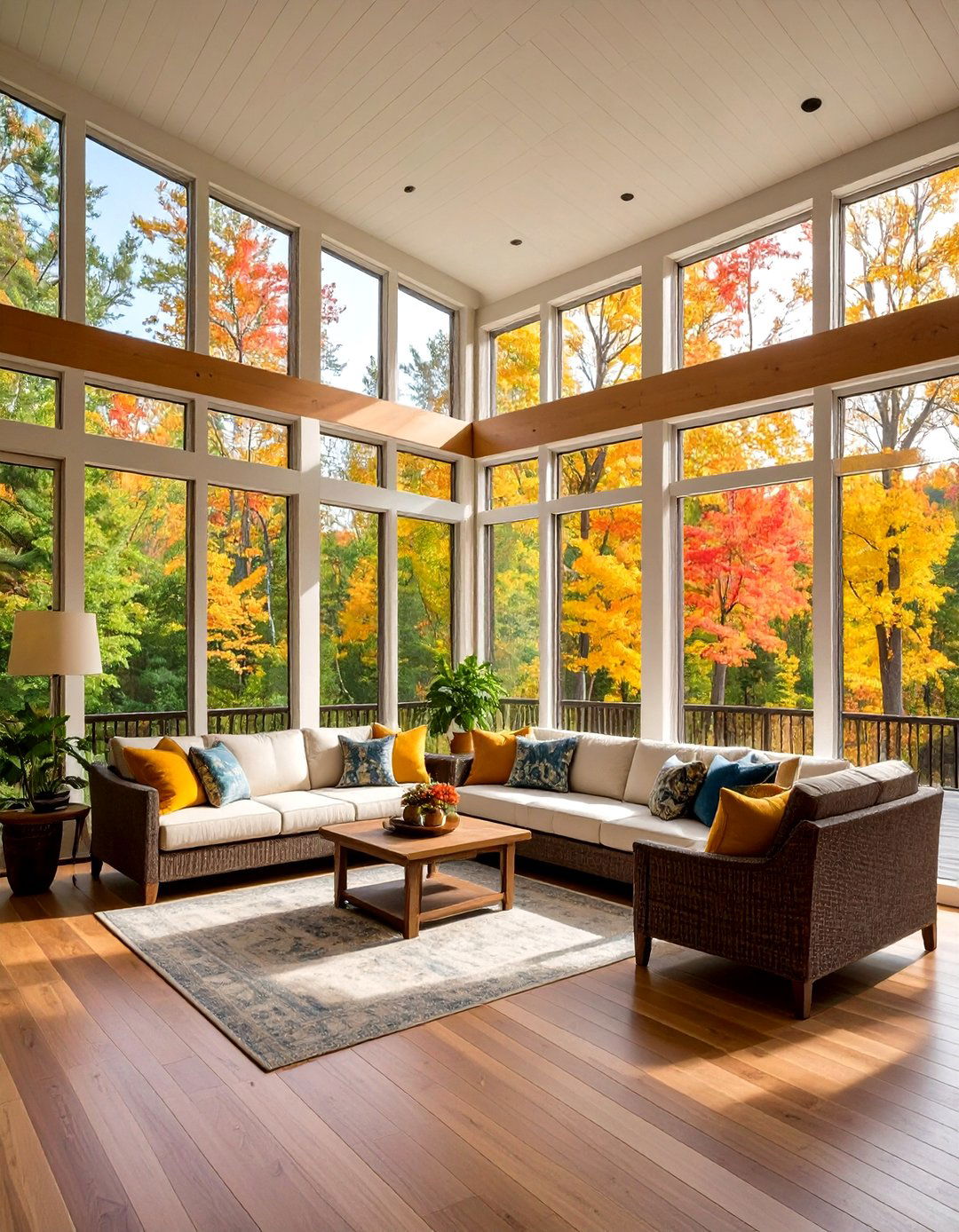 Porch Sunroom with Floor to Ceiling Windows - 30 porch sunroom ideas