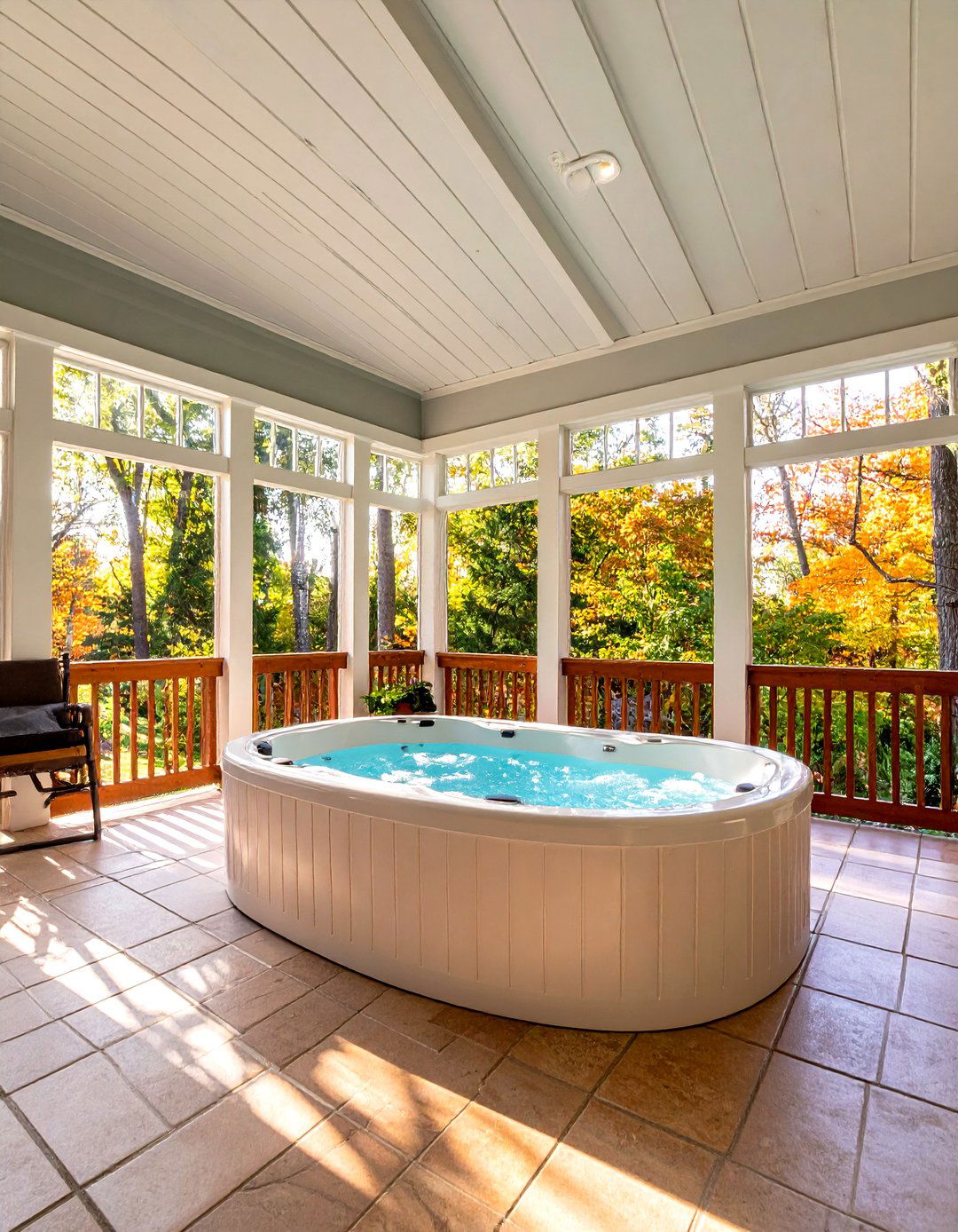 Porch Sunroom with a Hot Tub - 30 porch sunroom ideas