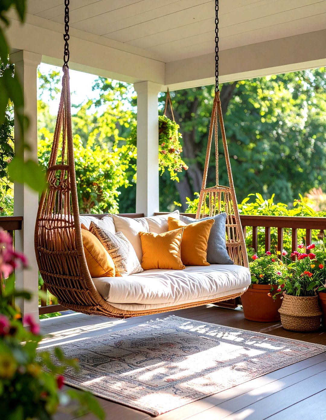 Porch Sunroom with a Swing Bed - 30 porch sunroom ideas