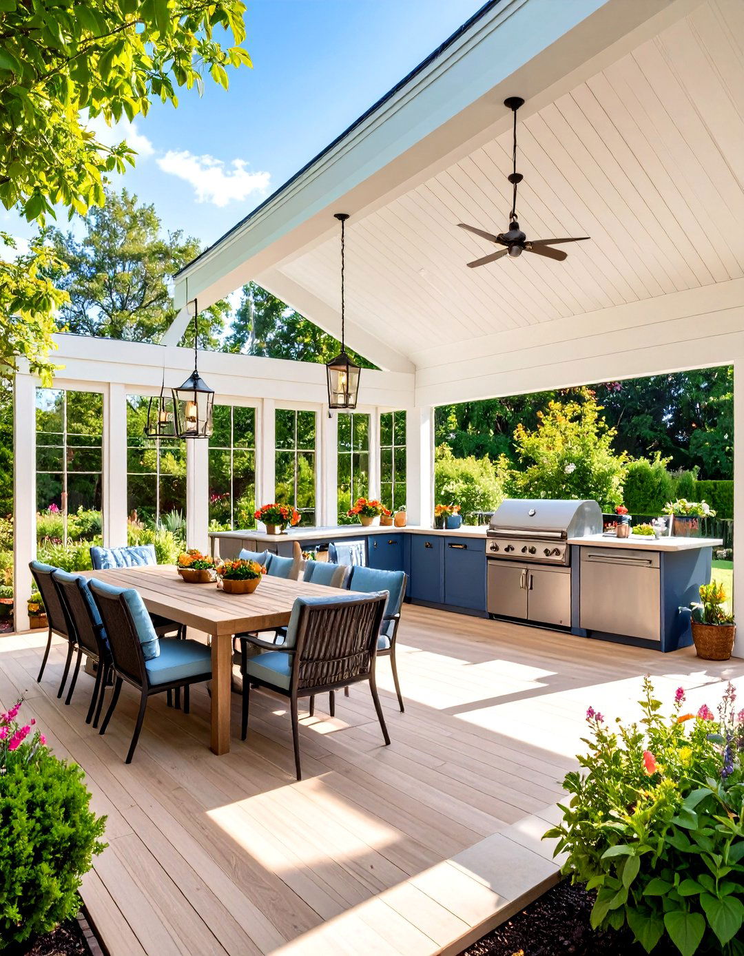 Porch Sunroom with an Outdoor Kitchen Extension - 30 porch sunroom ideas