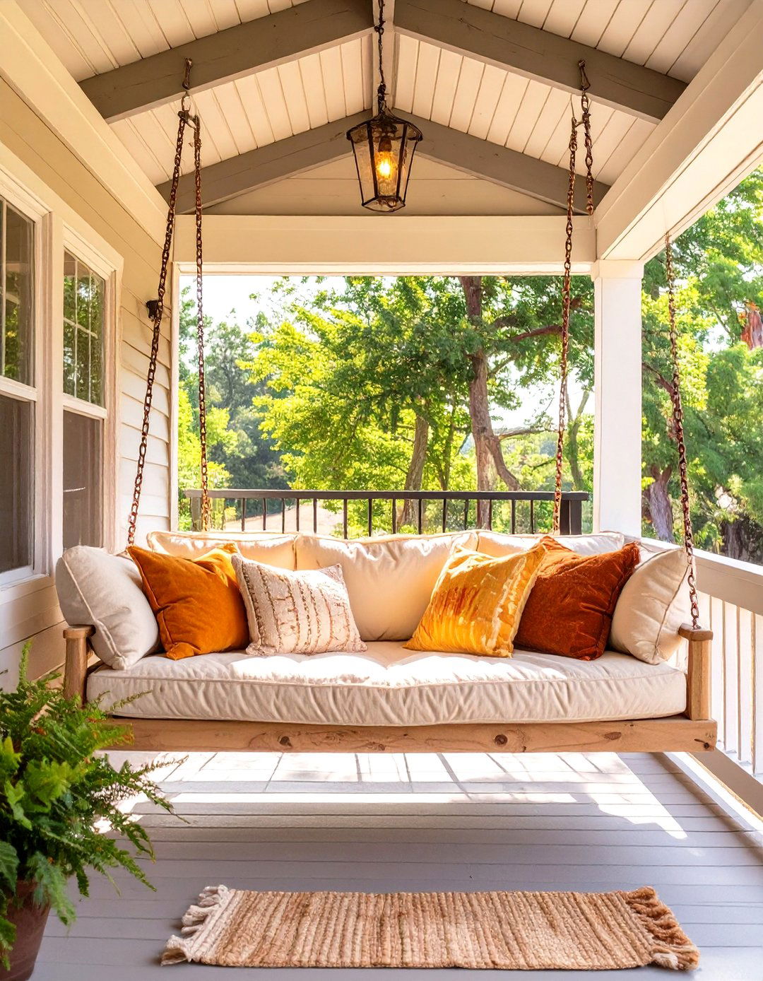 Porch With A Daybed Swing - 30 mobile home porch ideas