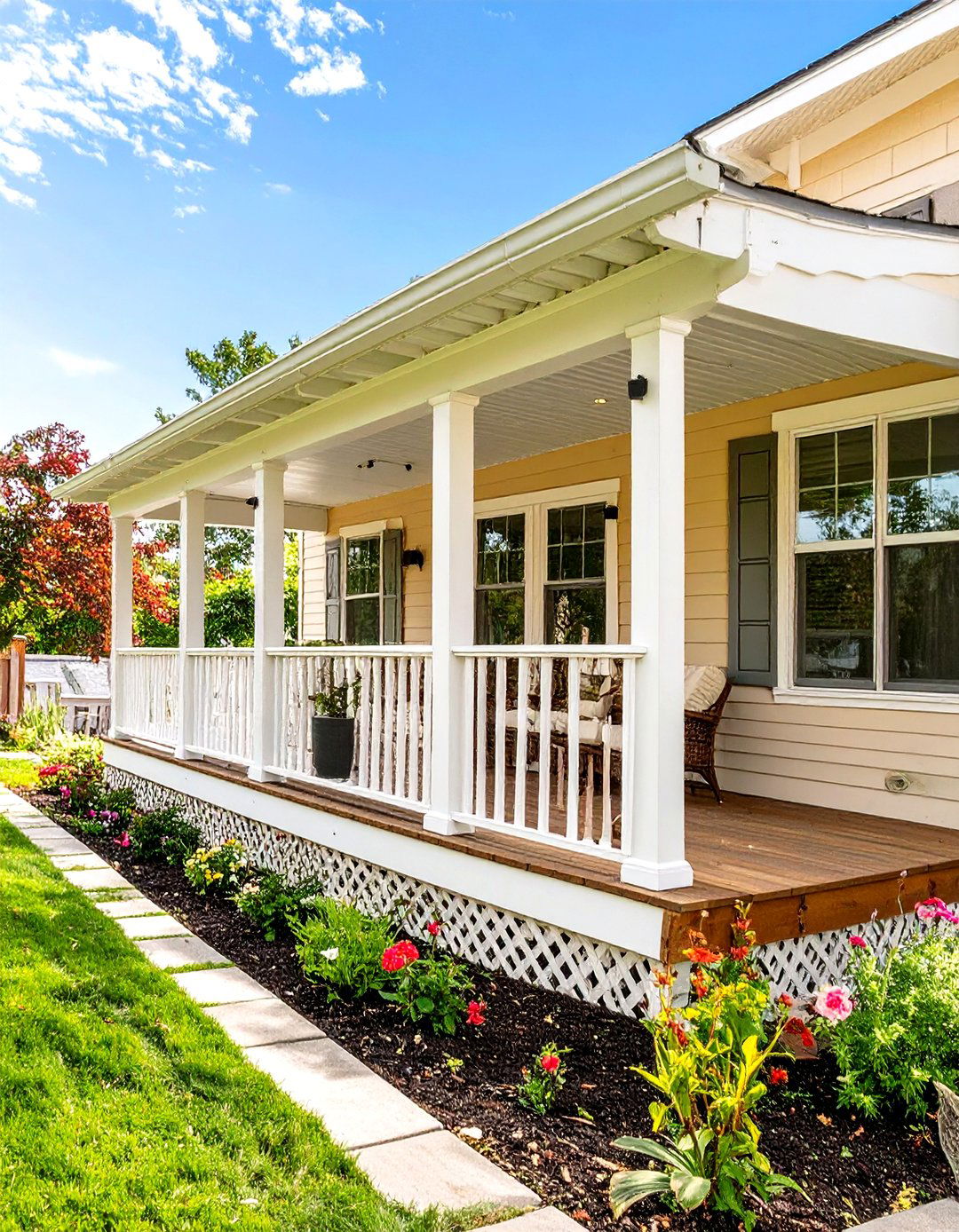 Porch With A Skirted Design - 30 mobile home porch ideas
