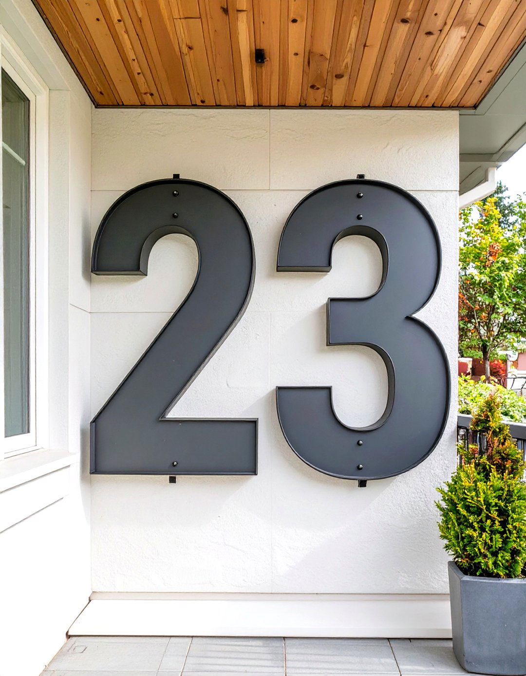 Porch with Oversized House Numbers - 30 house modern front porch ideas