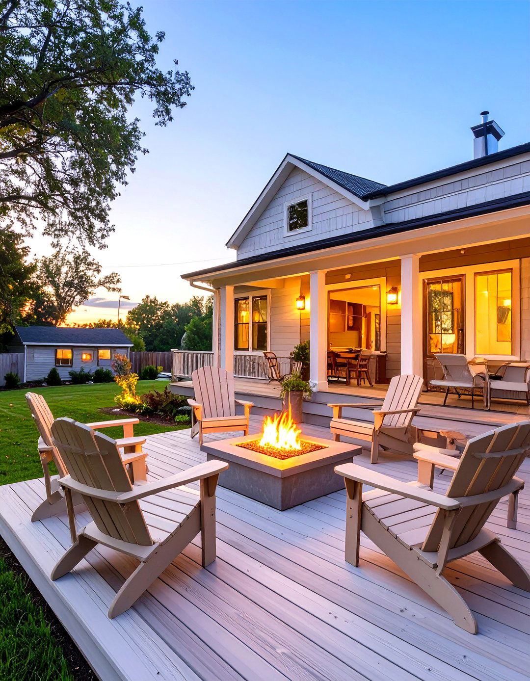 Porch with a Fire Pit Area - 30 single wide mobile home porch ideas