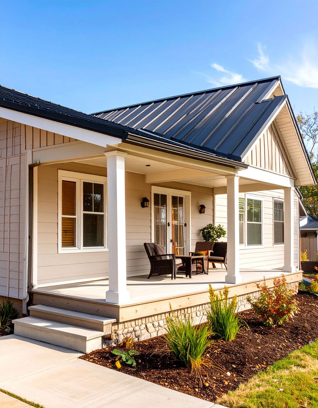Porch with a Metal Roof - 30 single wide mobile home porch ideas