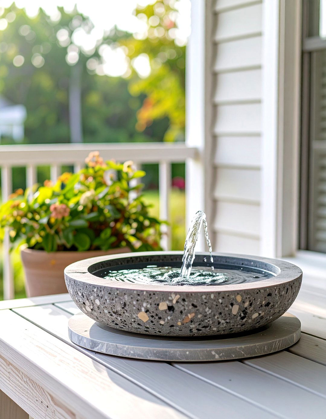 Porch with a Small Water Fountain - 30 simple porch design ideas