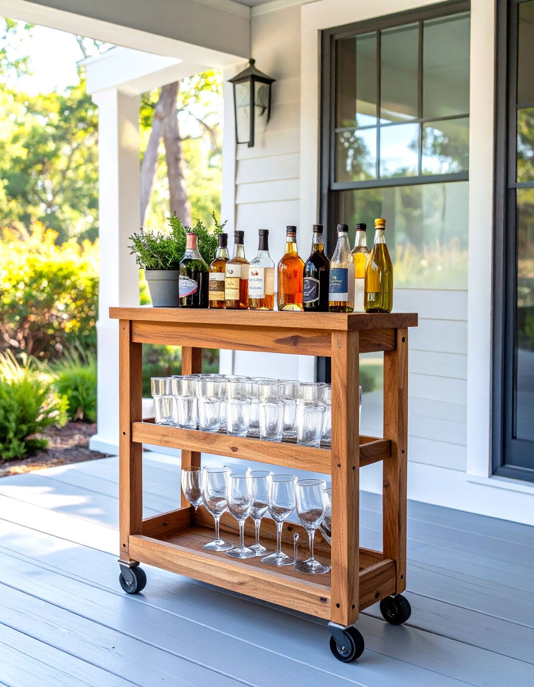 Porch with an Outdoor Bar Cart - 30 simple porch design ideas