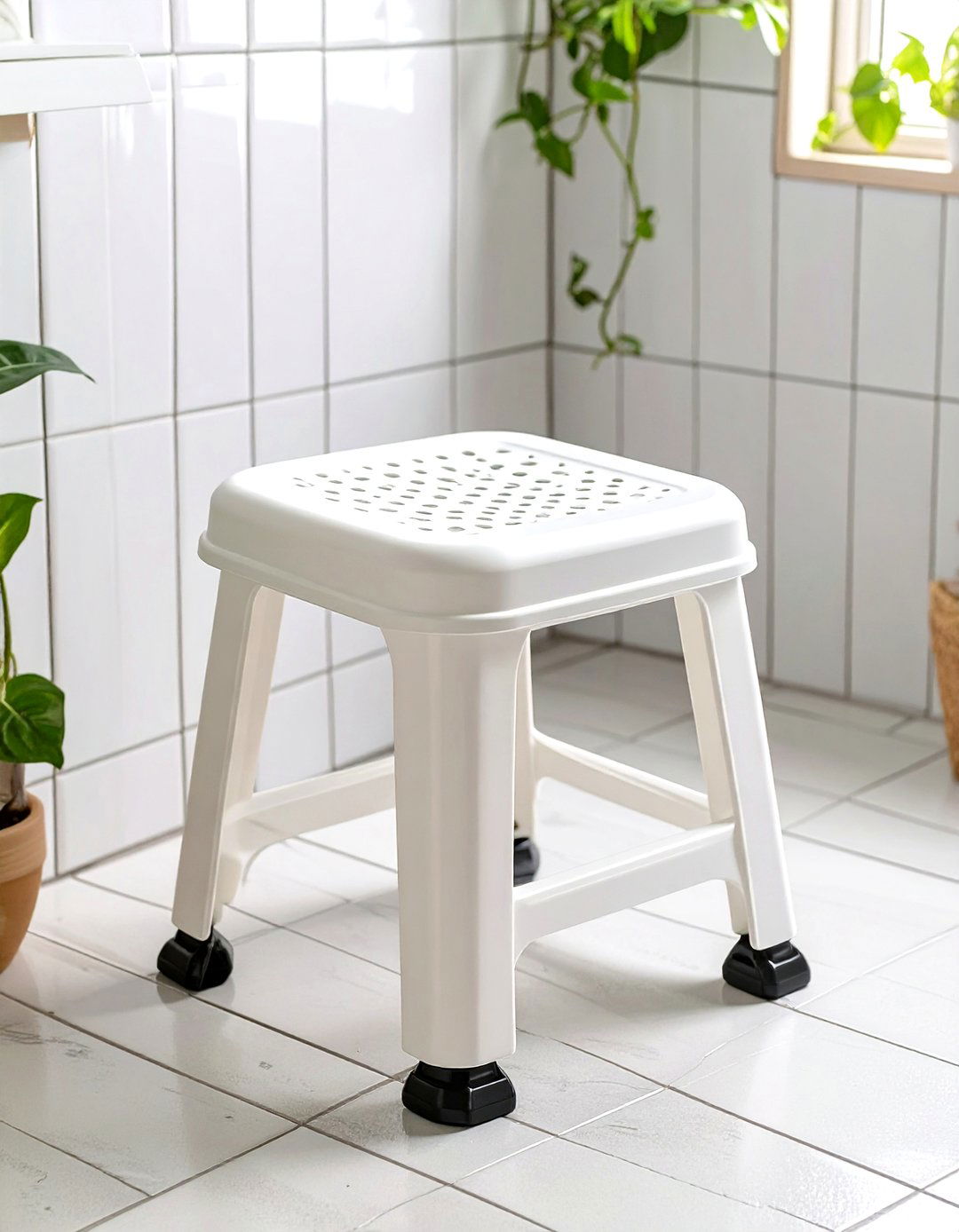 Portable Molded Plastic Shower Stool - 30 shower bench ideas