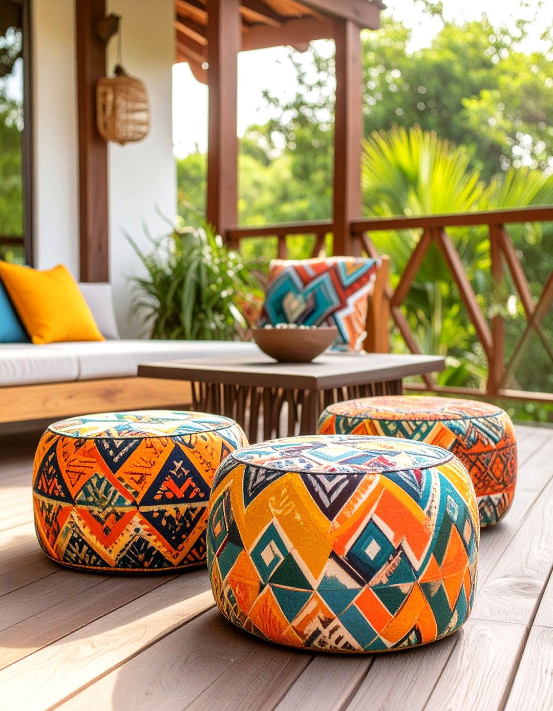 Portable Outdoor Poufs for Small Decks - 30 small deck furniture ideas