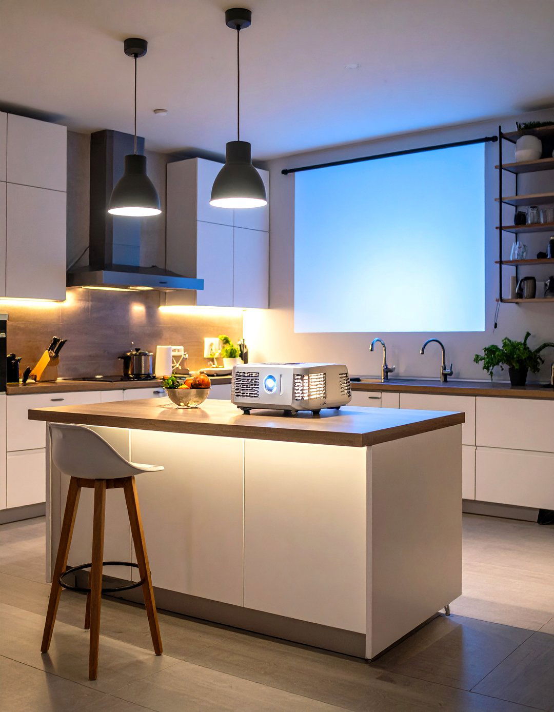 Portable Projector for Kitchen Viewing - 30 kitchen tv ideas