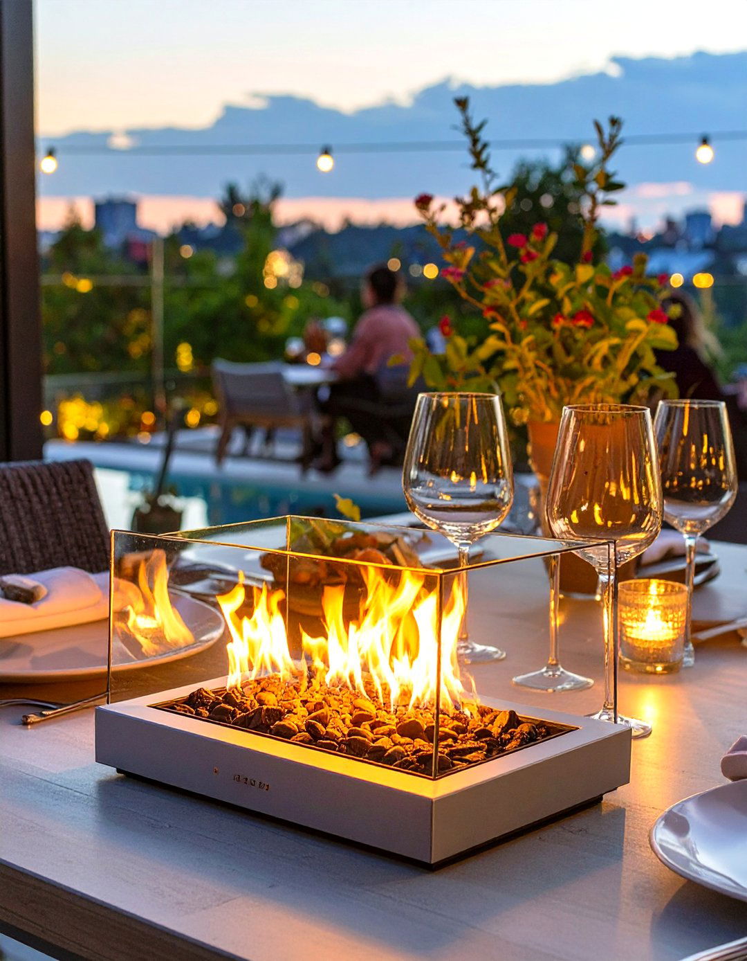 Portable Tabletop Fireplace Unit - 30 small outdoor fireplace ideas