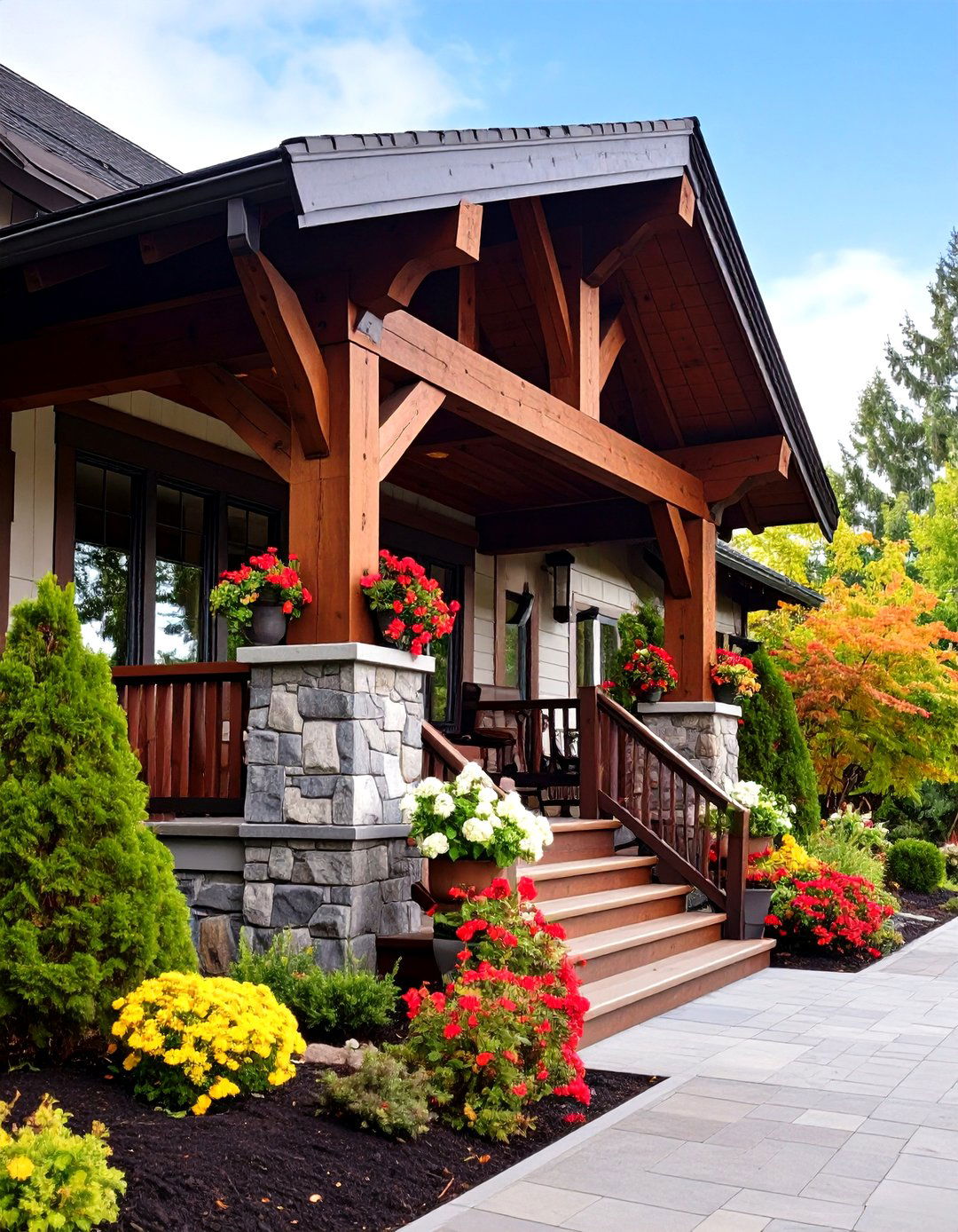 Post and Beam Porch Railing - 30 porch railing designs