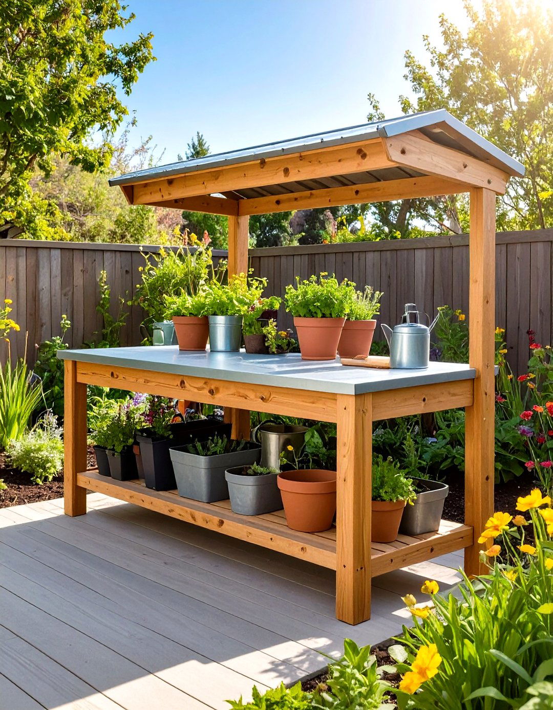 Potting Bench with Built In Storage - 30 outdoor storage ideas