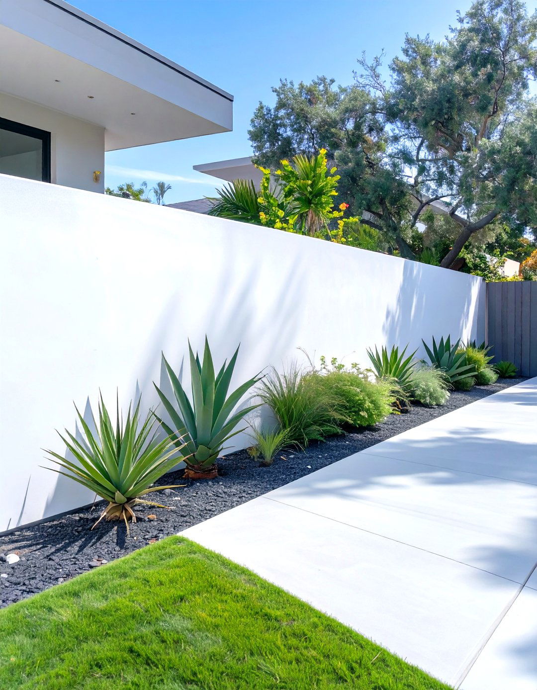 Poured Concrete Low Wall - 30 cheap front yard fence ideas