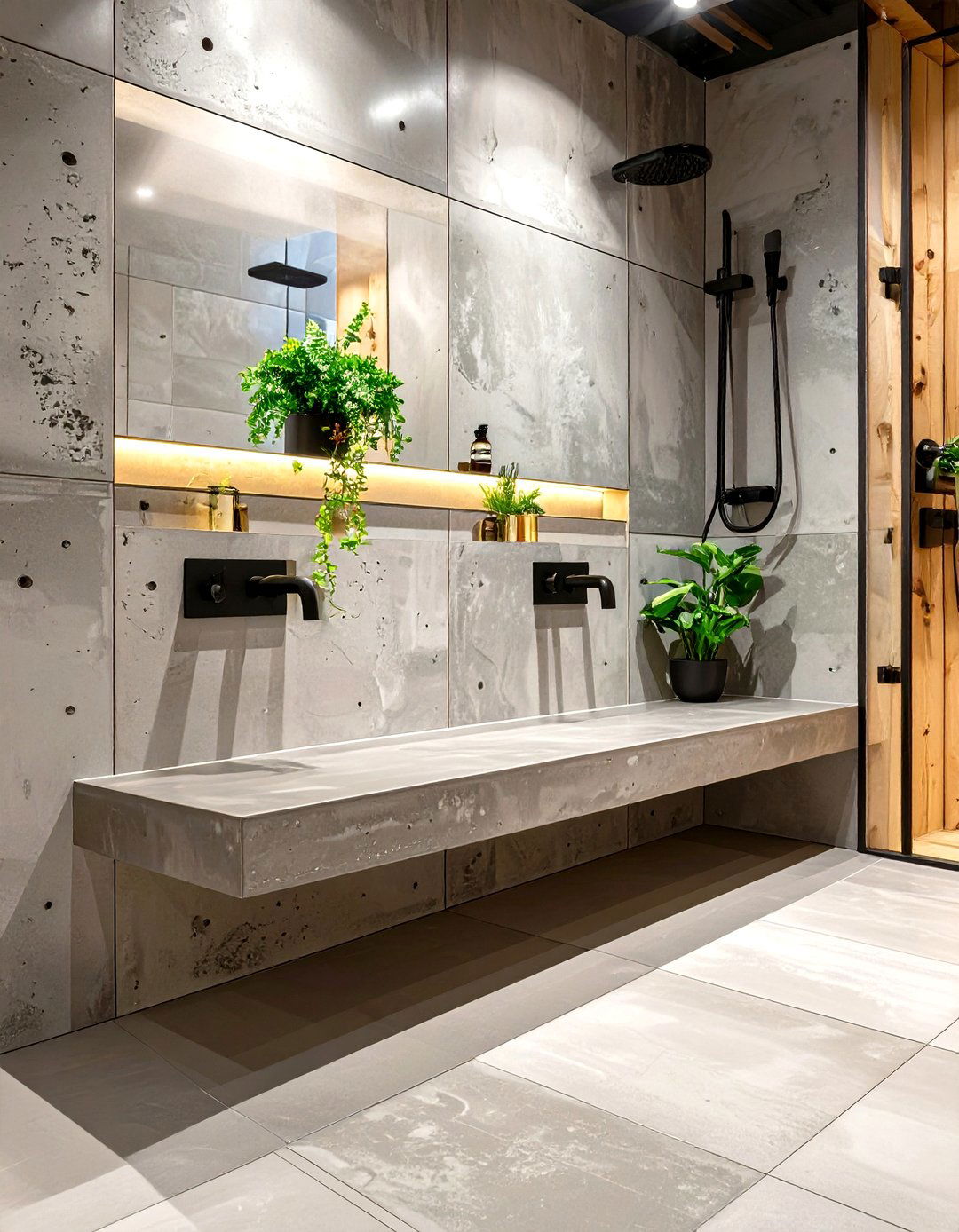 Poured Concrete Shower Bench - 30 shower bench ideas