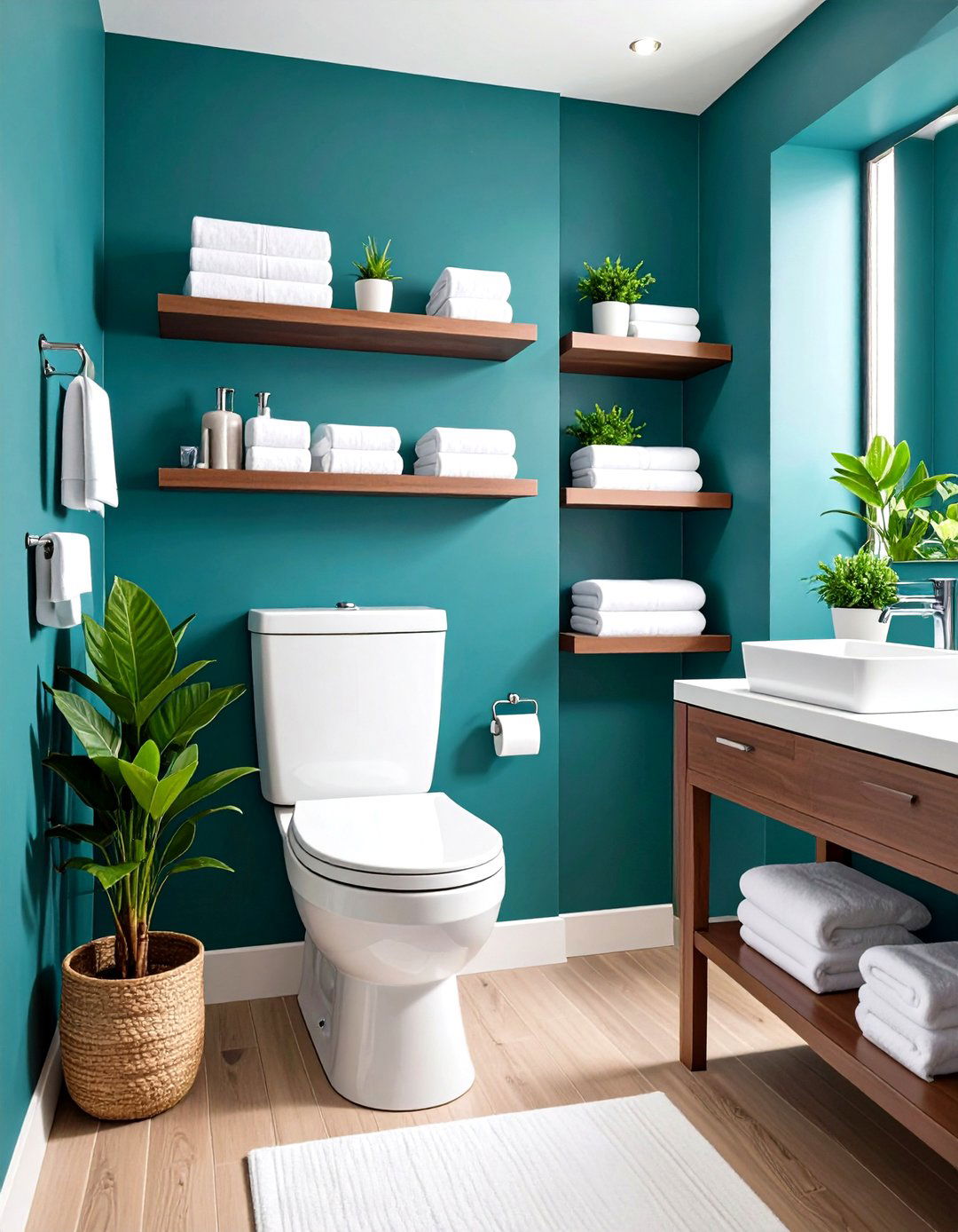 Powder Bathroom with Built in Shelving - 30 powder bathroom ideas
