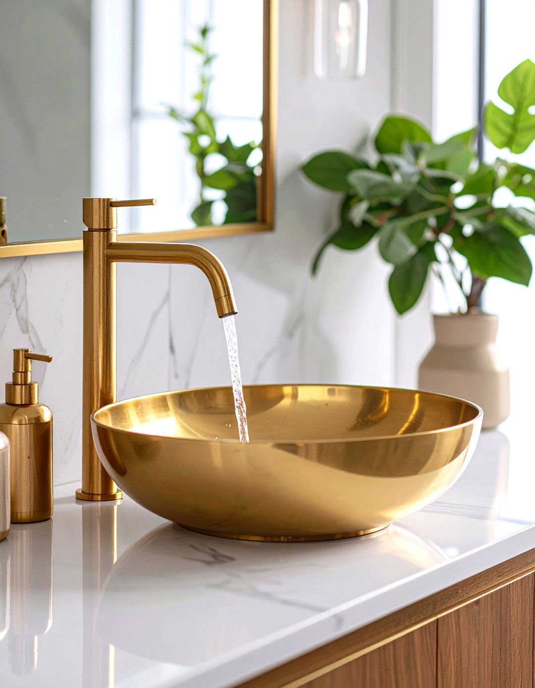 Powder Bathroom with a Unique Faucet - 30 powder bathroom ideas
