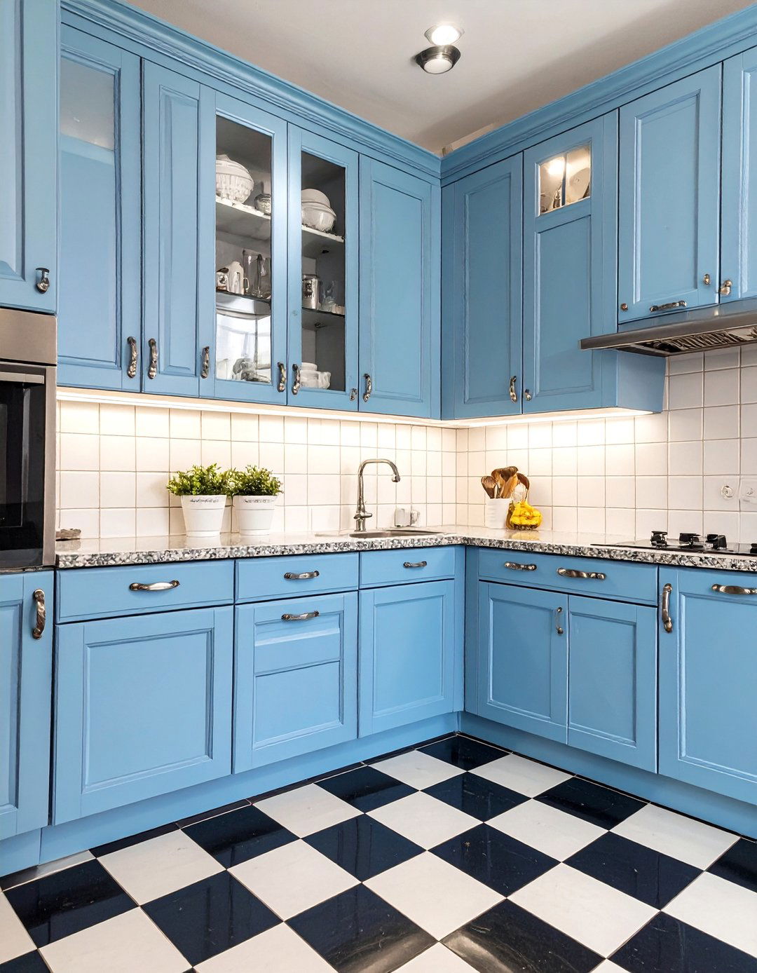 Powder Blue Retro Kitchen - 30 blue kitchen ideas