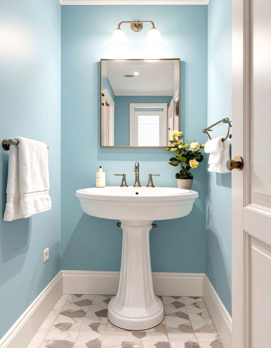 Powder Blue for a Calming Spa Like Atmosphere - 30 small bathroom bathroom color ideas