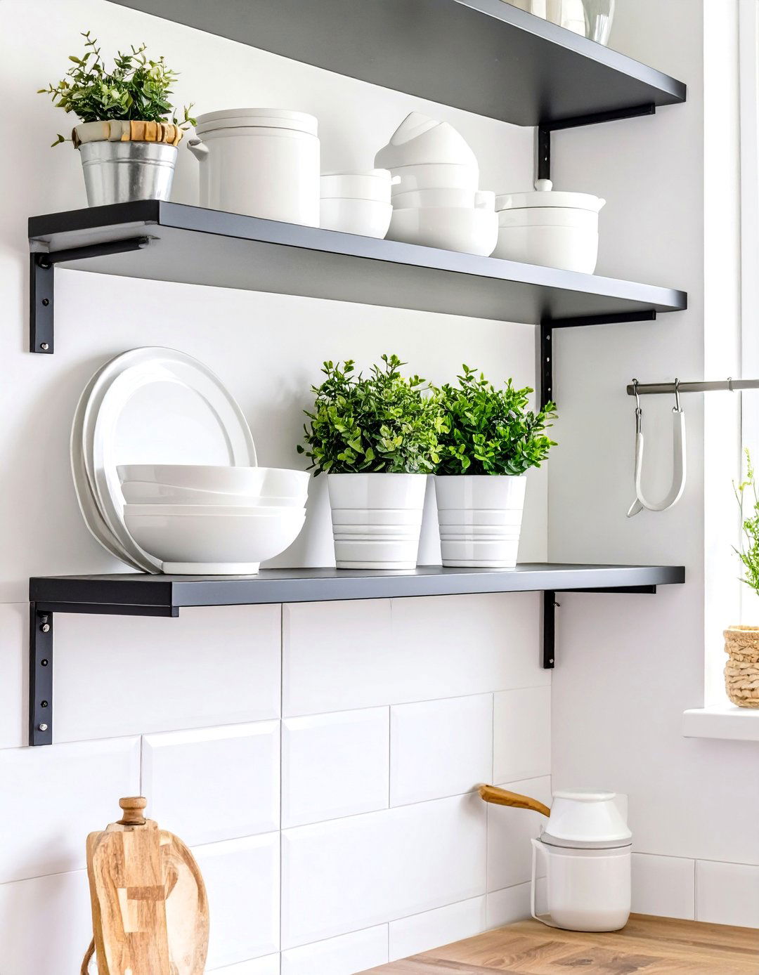 Powder Coated Metal Open Shelving - 30 small kitchen trends 2025