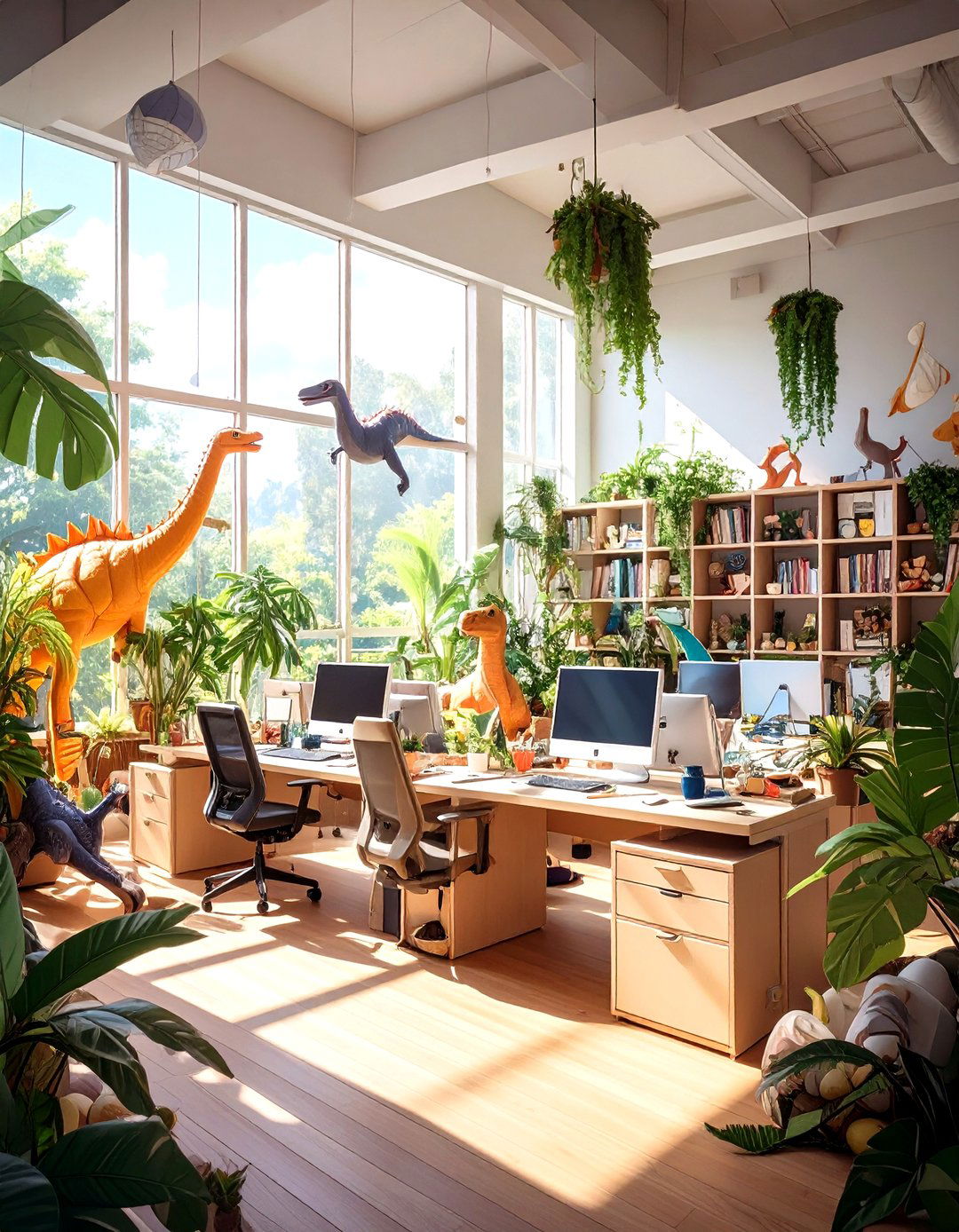 Prehistoric Dinosaur Office Park - 30 office  decorating contest ideas