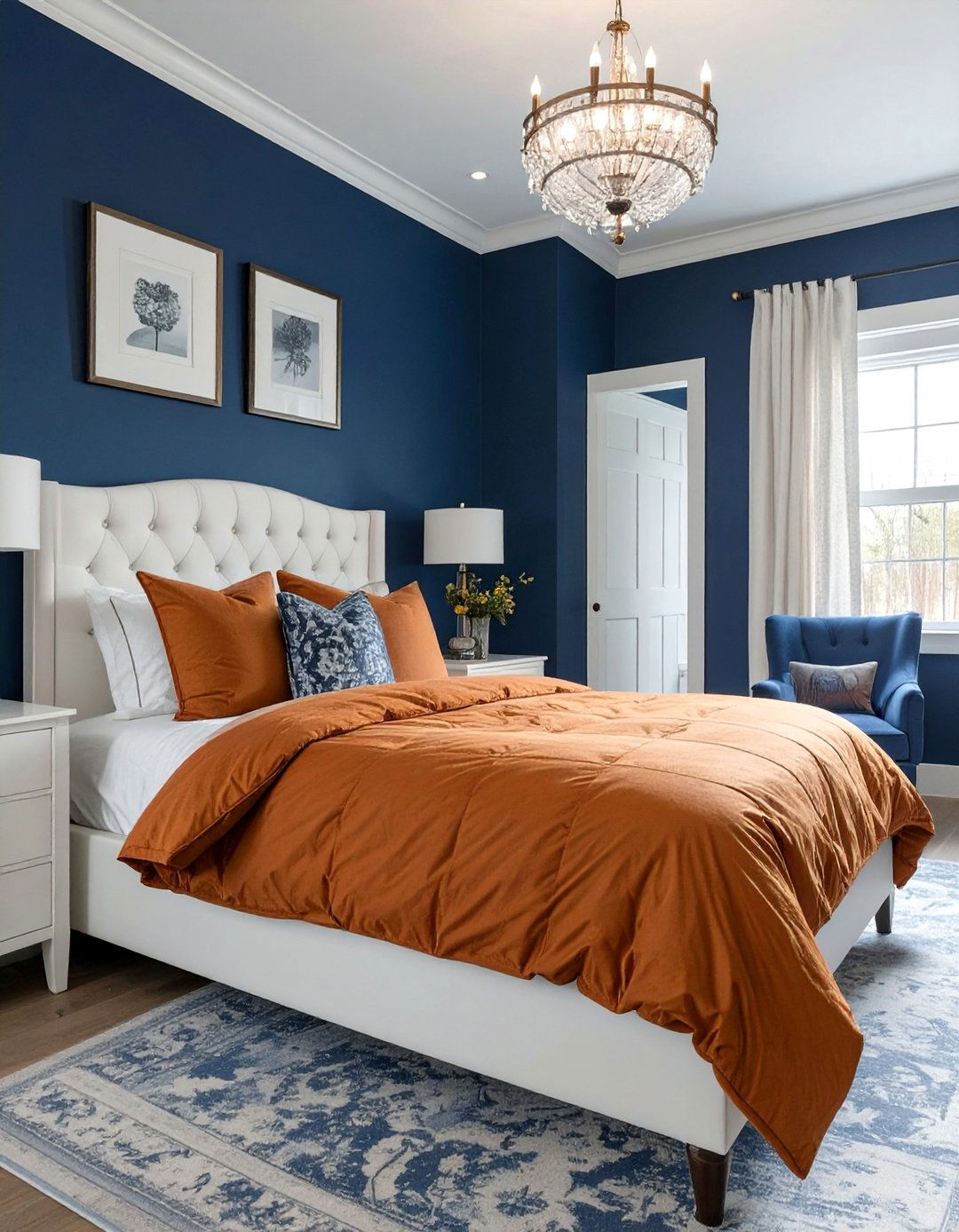 Preppy Burnt Orange and Navy Bedroom - 30 burnt orange bedroom ideas