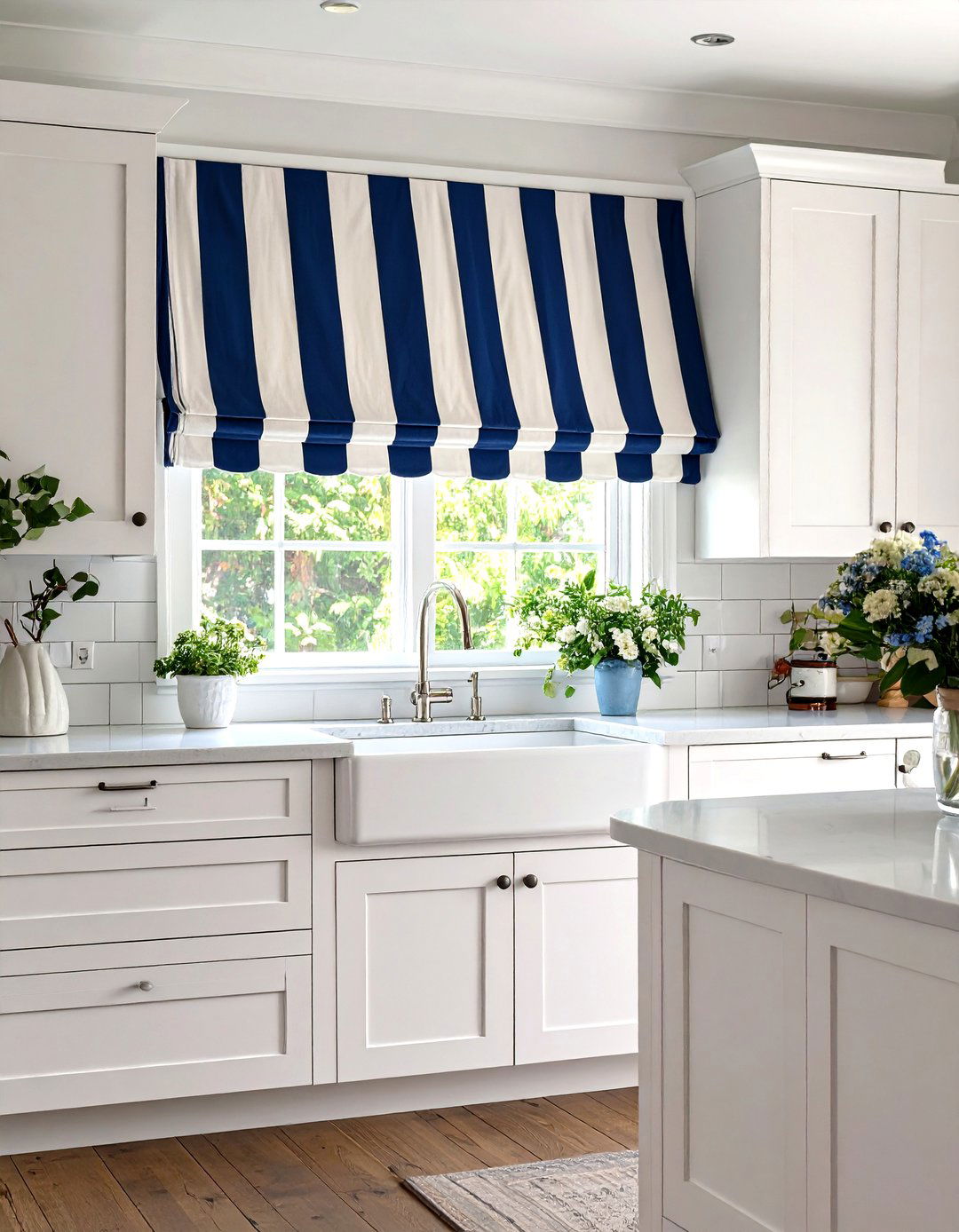 Preppy Kitchen Striped Valance - 30 kitchen curtain ideas