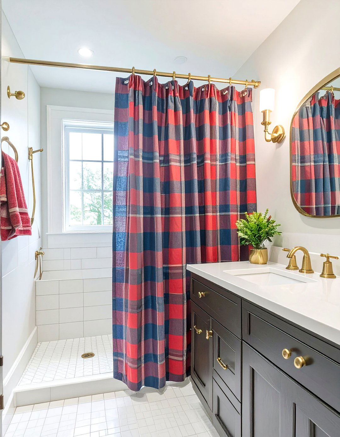 Preppy Plaid Bathroom - 30 bathroom shower curtain ideas