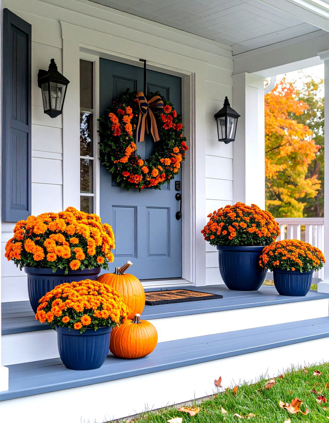 Preppy and Polished Porch - 30 fall porch decor ideas
