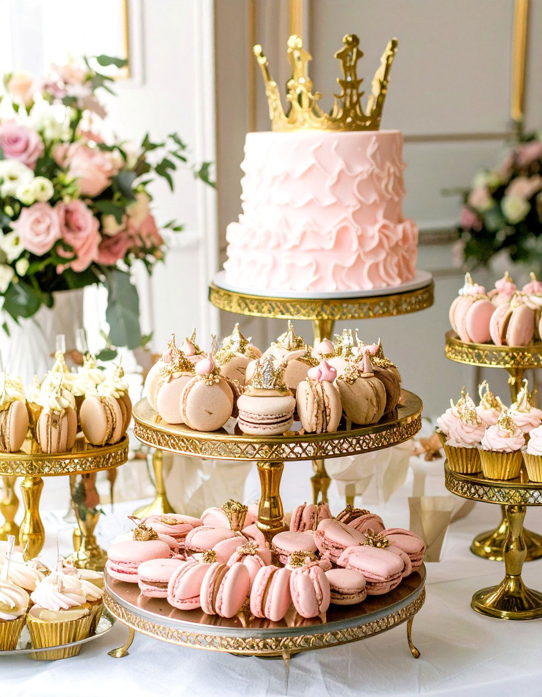 Pretty Little Princess Pink and Gold Desserts - 30 baby shower food ideas girl