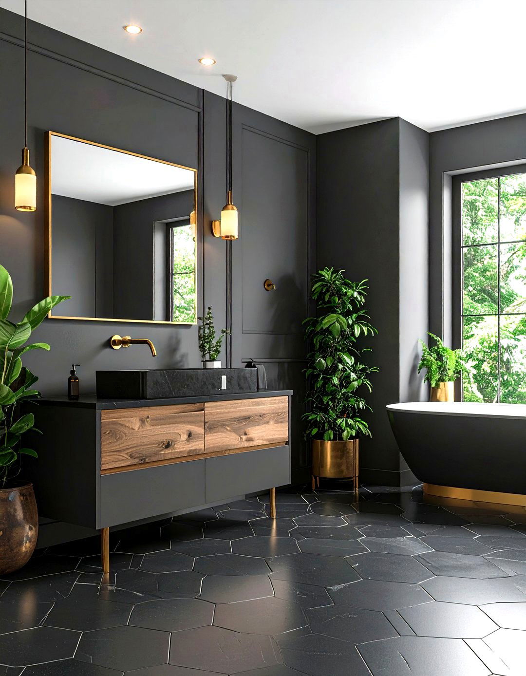 Primary Bathroom Designed with Dark Moody Tones - 30 primary bathroom ideas