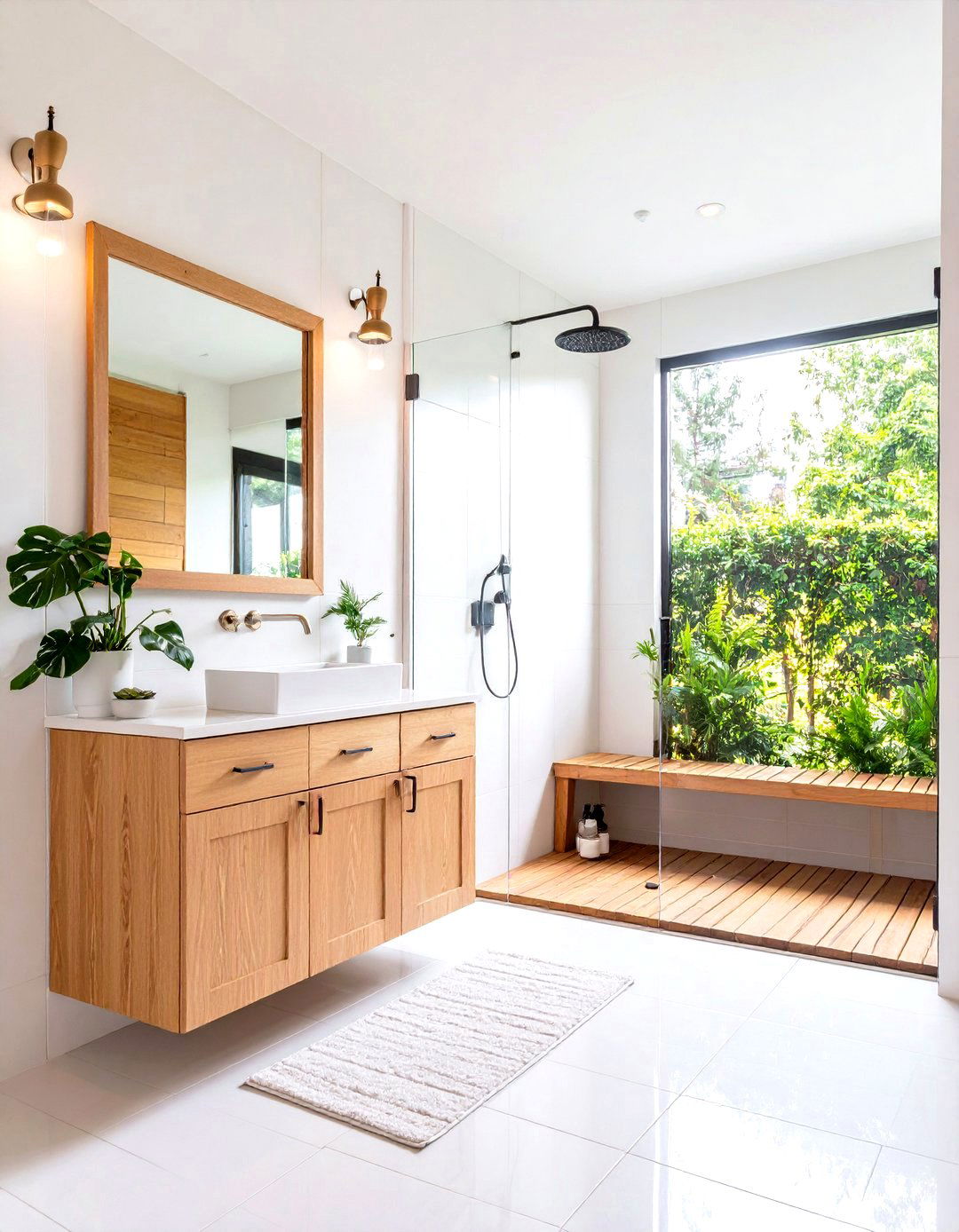 Primary Bathroom Featuring Wood Accents - 30 primary bathroom ideas