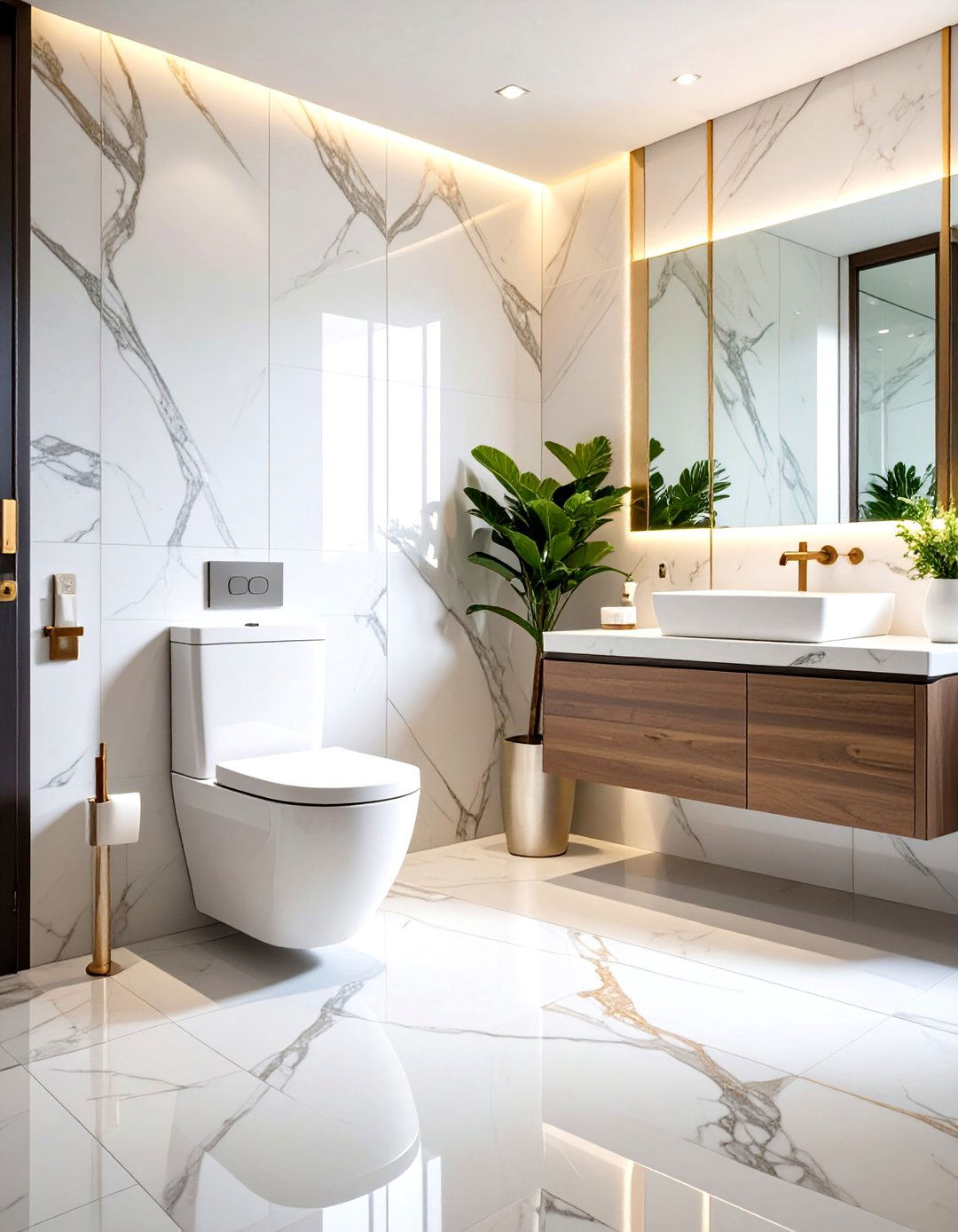 Primary Bathroom with Large Format Wall Tiles - 30 primary bathroom ideas