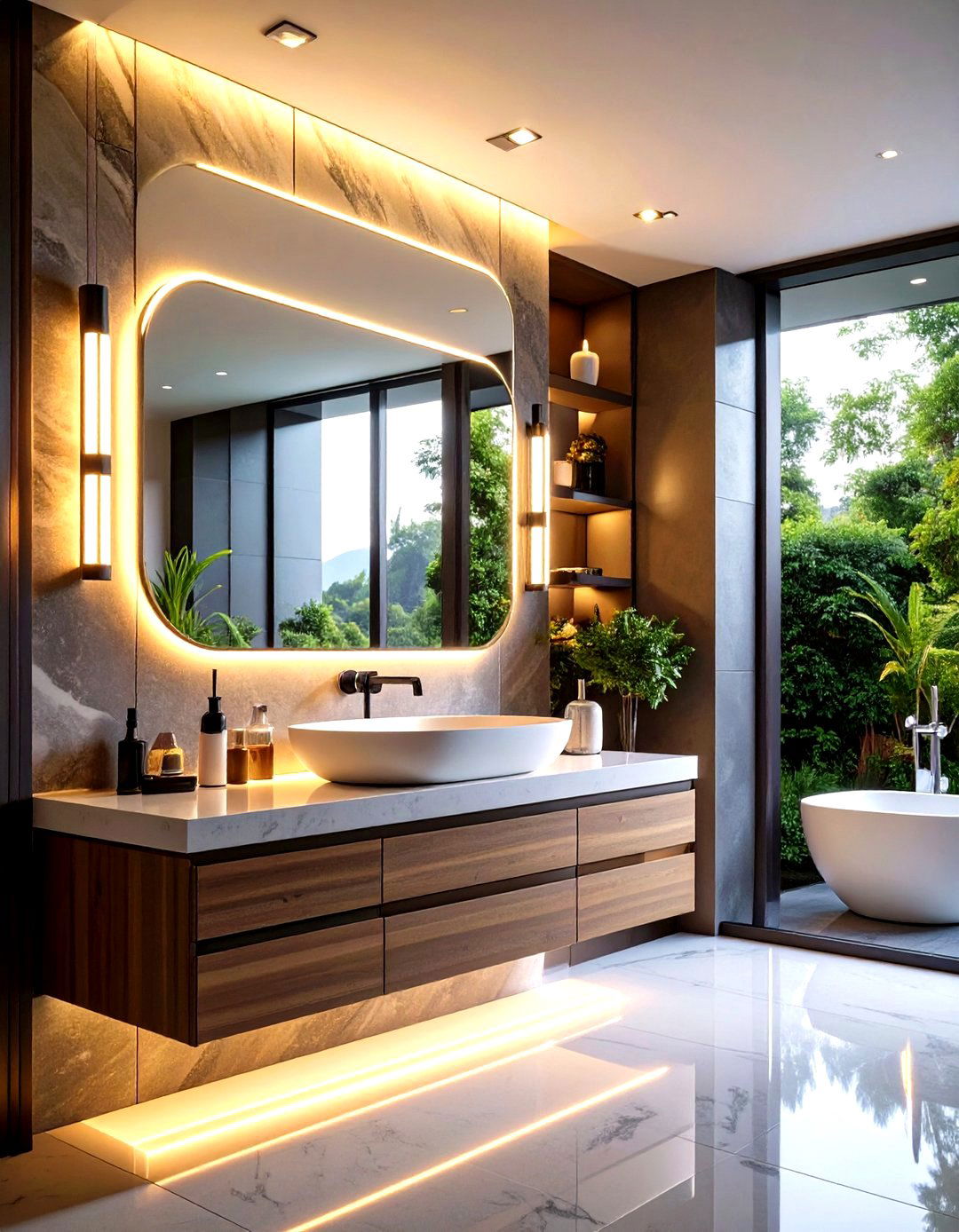 Primary Bathroom with an Integrated Smart Mirror - 30 primary bathroom ideas