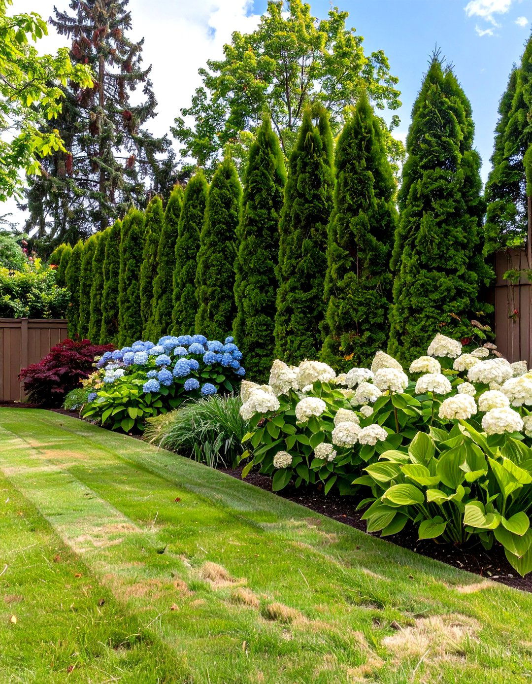 Privacy Hedge with Layered Plants - 30 outdoor landscaping ideas