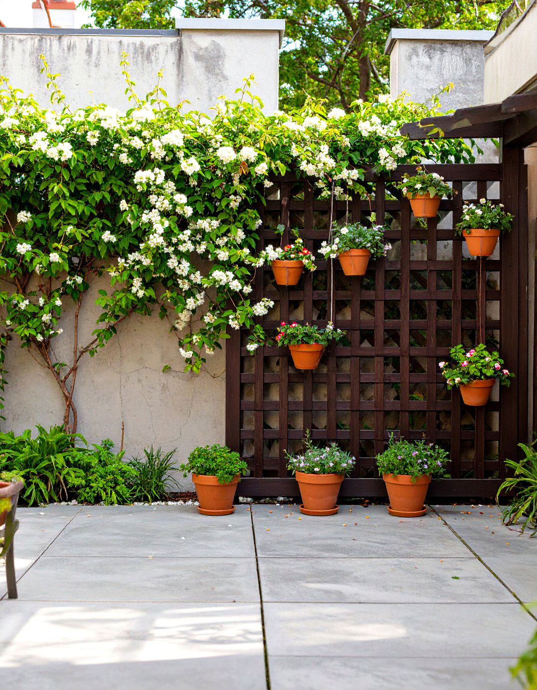 Privacy Screen Garden Wall - 30 concrete patio ideas on a budget