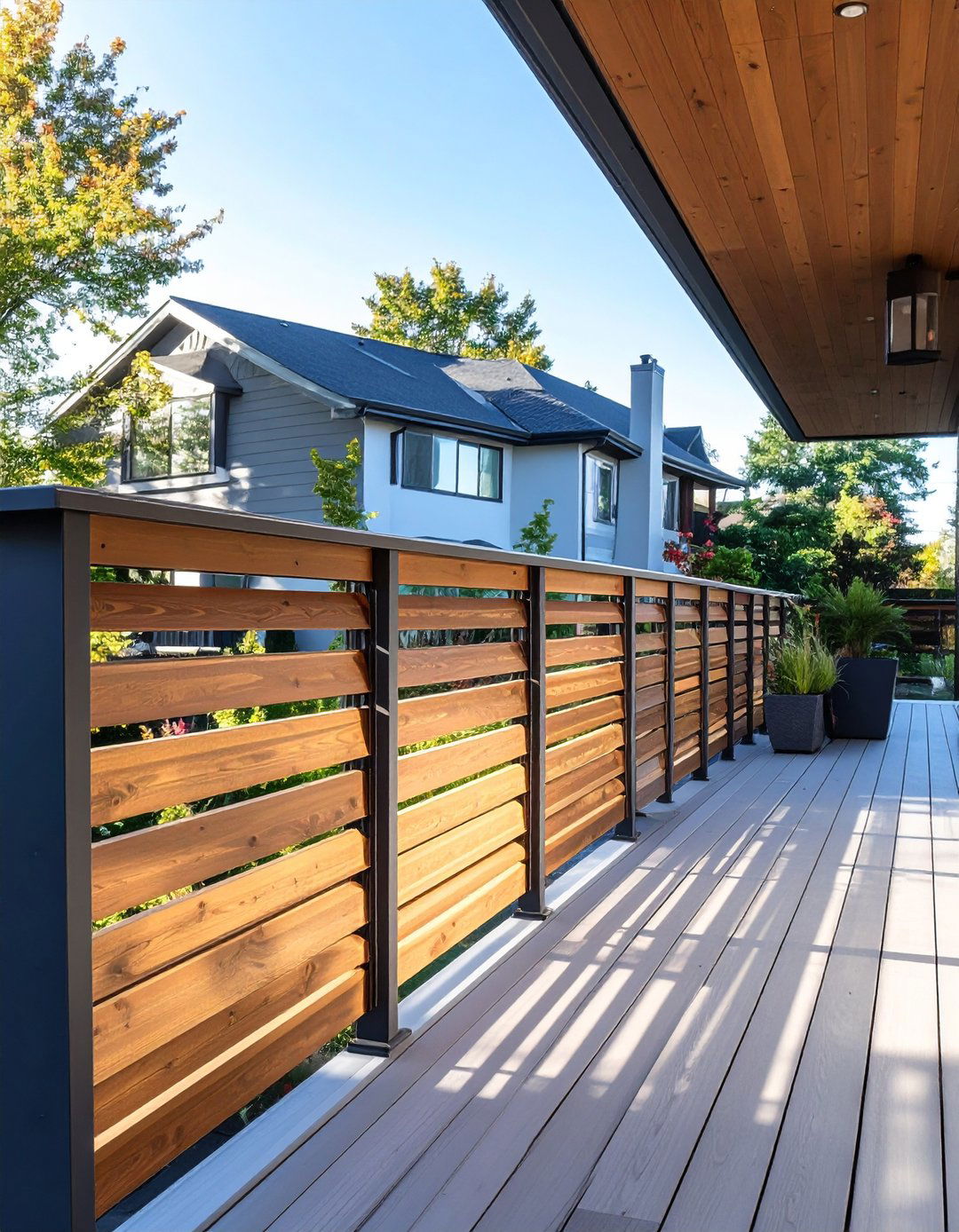 Privacy Screen Railing - 30 modern deck railing ideas