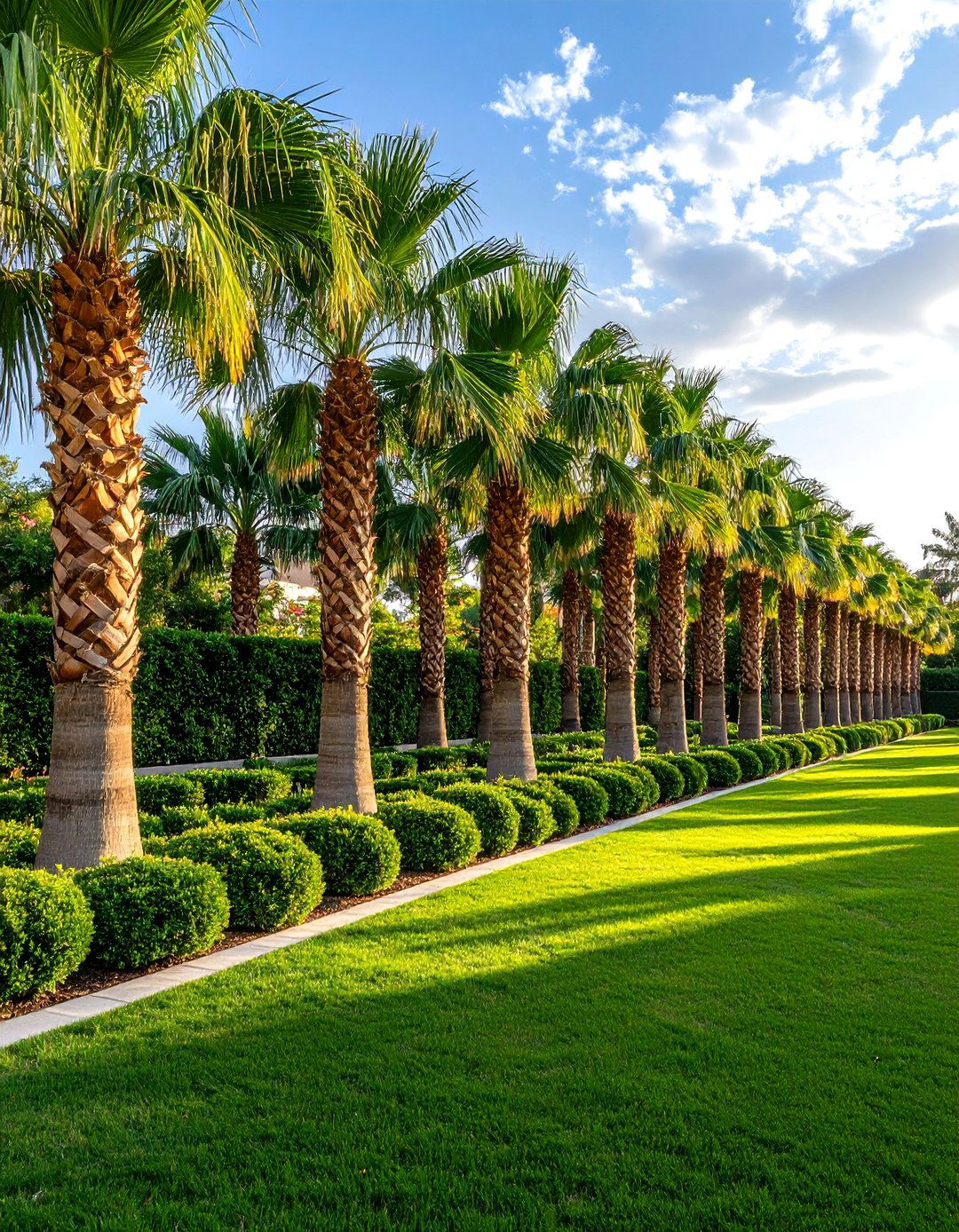 Privacy Screen of Dense Palm Trees - 30 front yard palm tree landscape design ideas