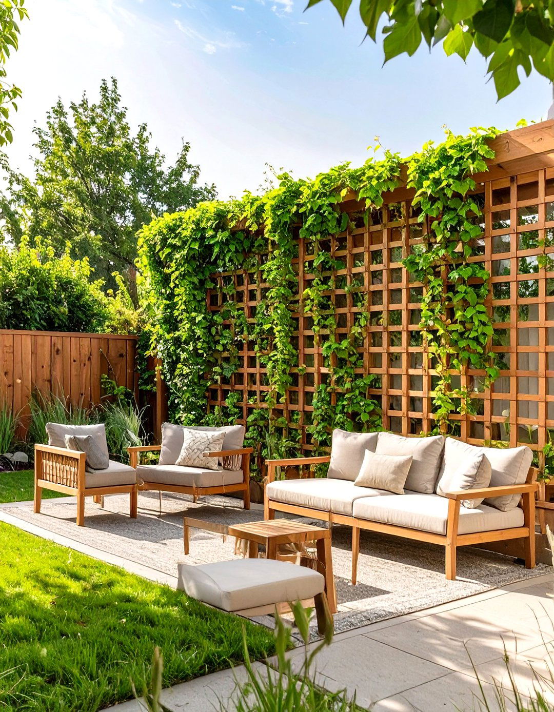 Privacy Screen with Climbing Plants - 30 outdoor living ideas