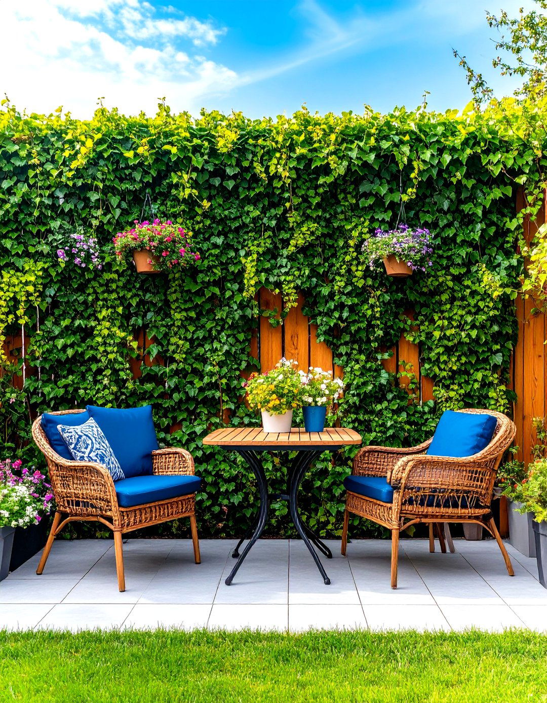 Privacy with Faux Ivy Leaf Panels - 30 patio privacy ideas