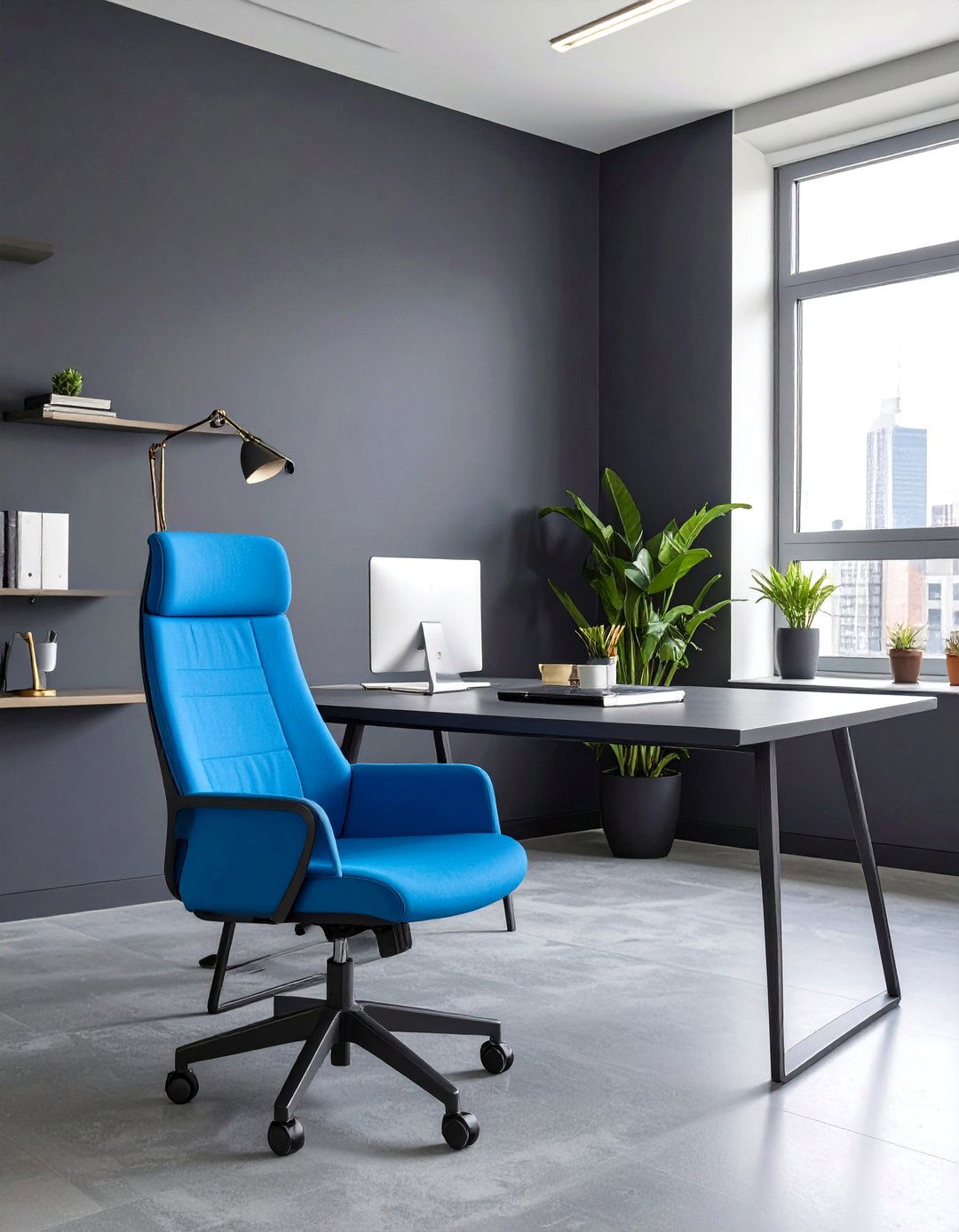 Professional Charcoal and Light Blue Office - 30 office color ideas
