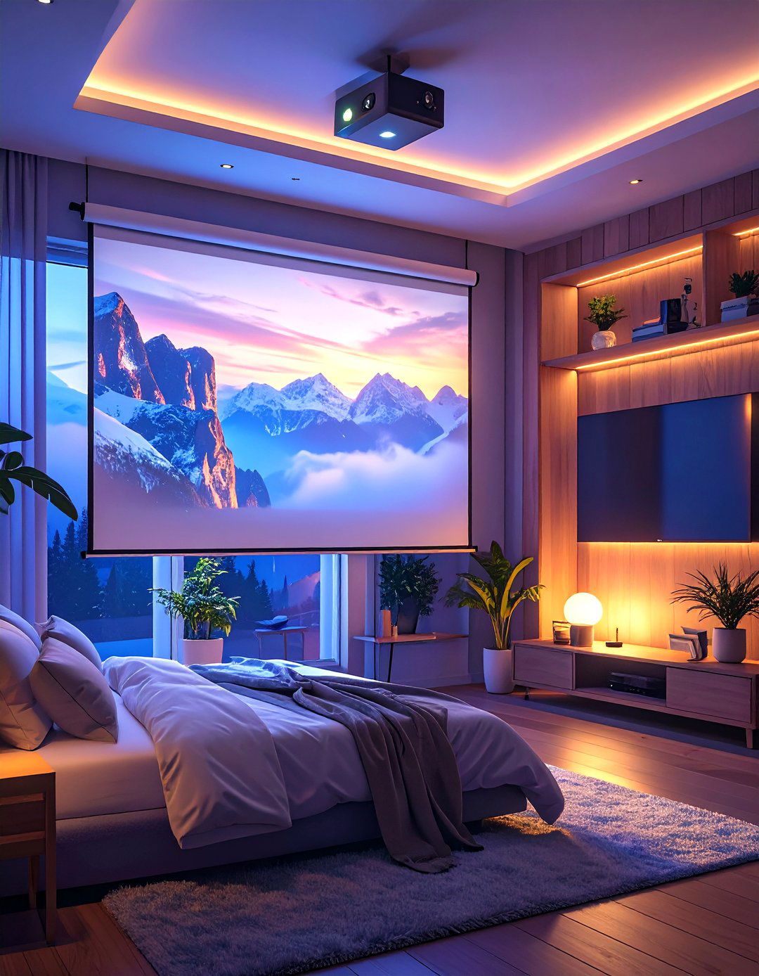 Projector Instead of a TV - 30 tv in bedroom ideas