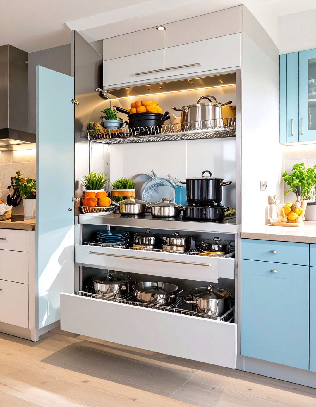 Pull Out Cabinet Shelving - 30 small kitchen organization ideas