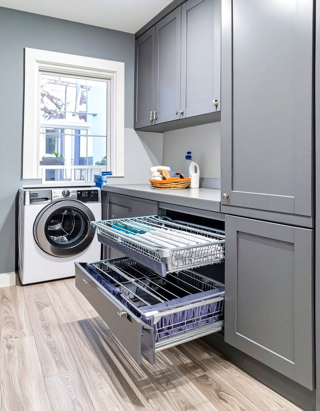 Pull Out Drying Racks in a Small Laundry Room - 30 small laundry room design ideas