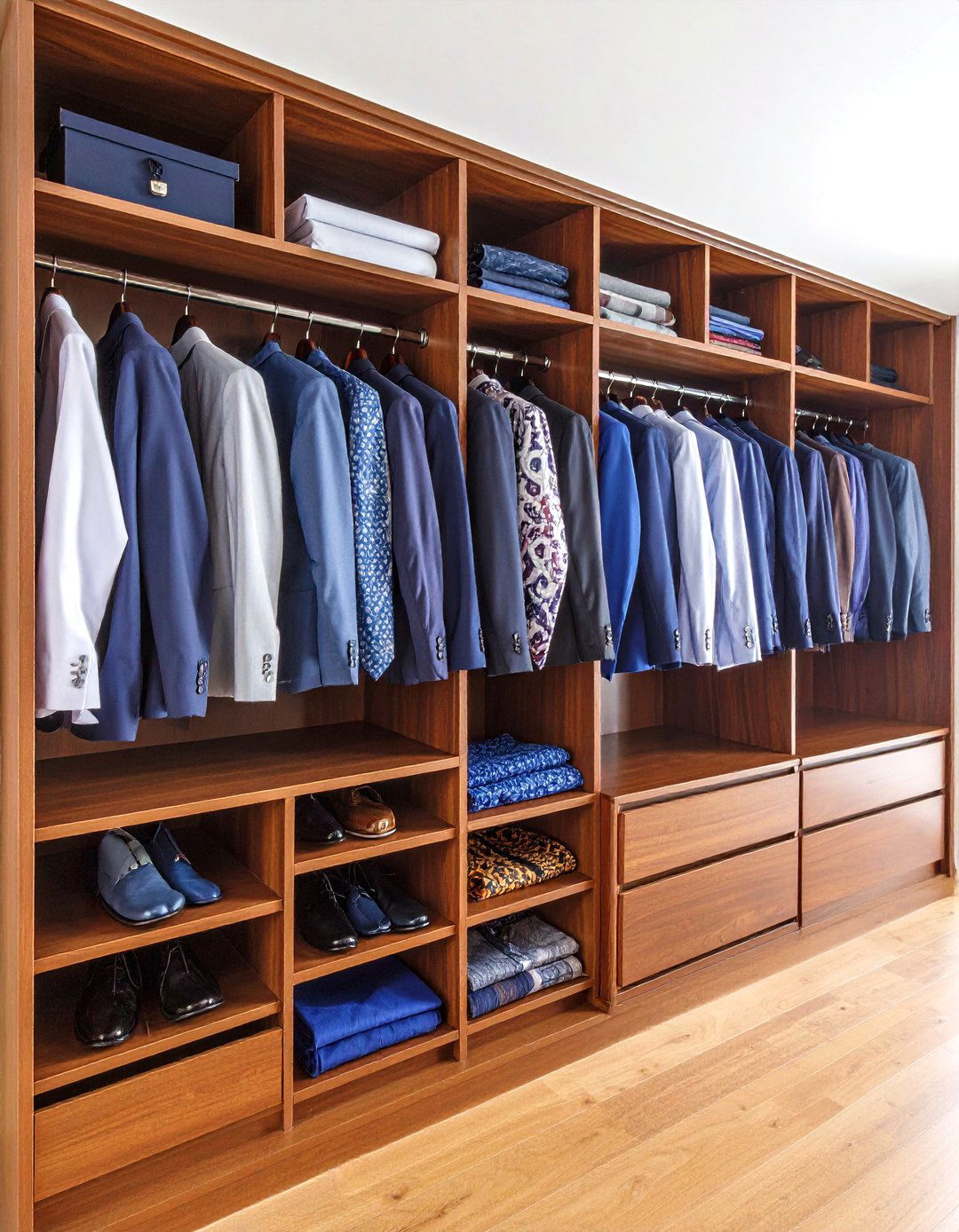 Pull Out Scarf and Tie Racks in a Reach In Closet - 30 reach in closet ideas