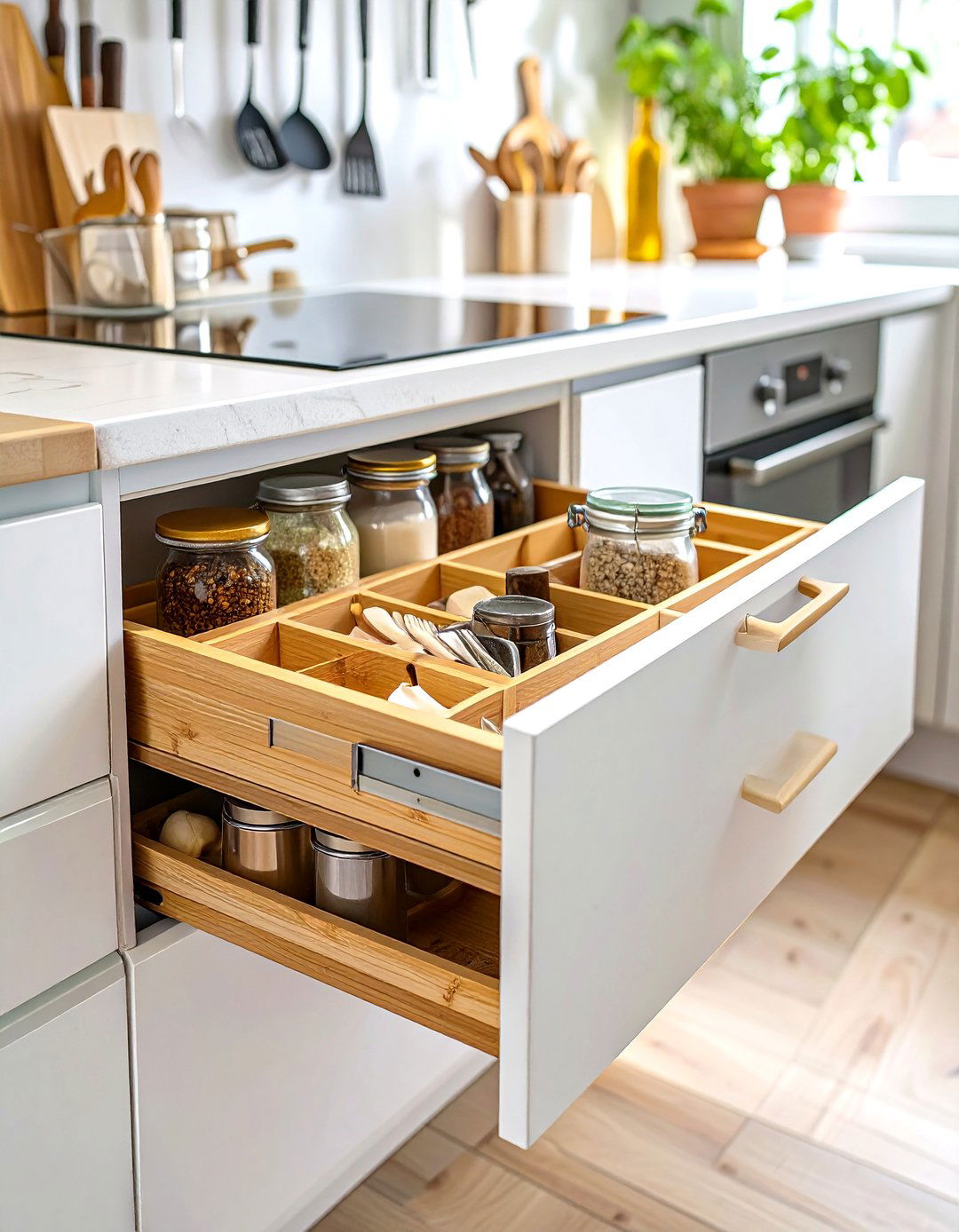 Pull Out Storage with Ikea VARIERA Organizers - 30 small ikea kitchen ideas