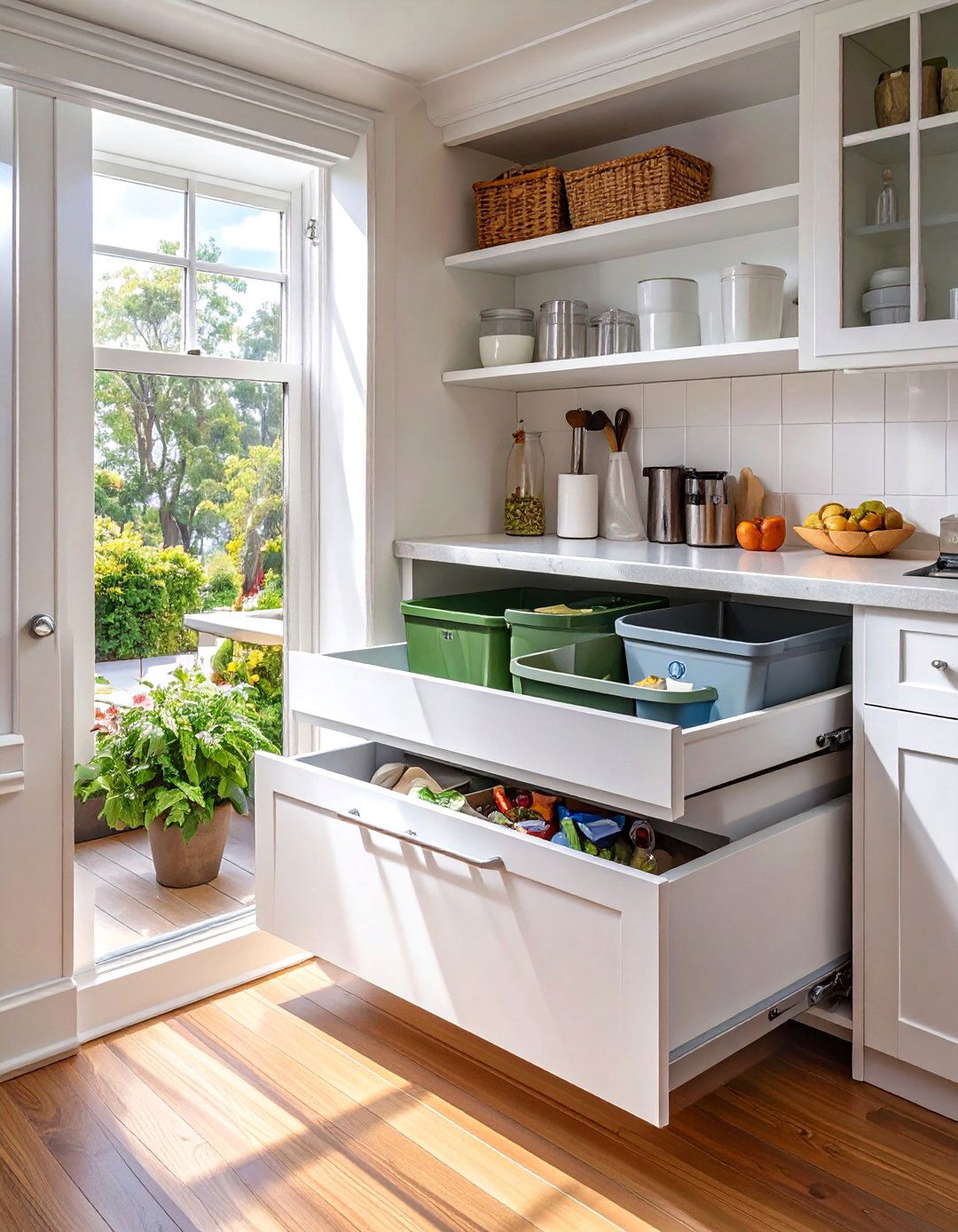Pull Out Trash and Recycling Center - 30 blind corner kitchen cabinet ideas
