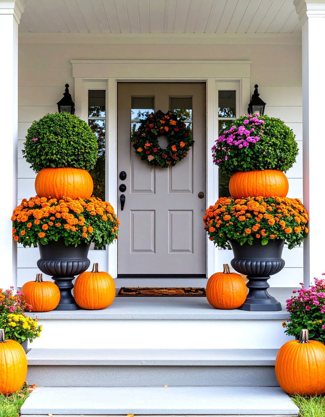 Pumpkin Topiaries Front Porch - 30 front porch fall decorating ideas