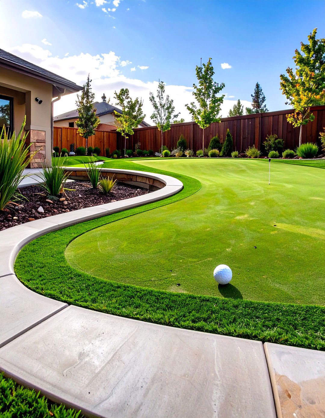 Putting Green with a Built in Ball Return System - 30 small backyard putting green ideas