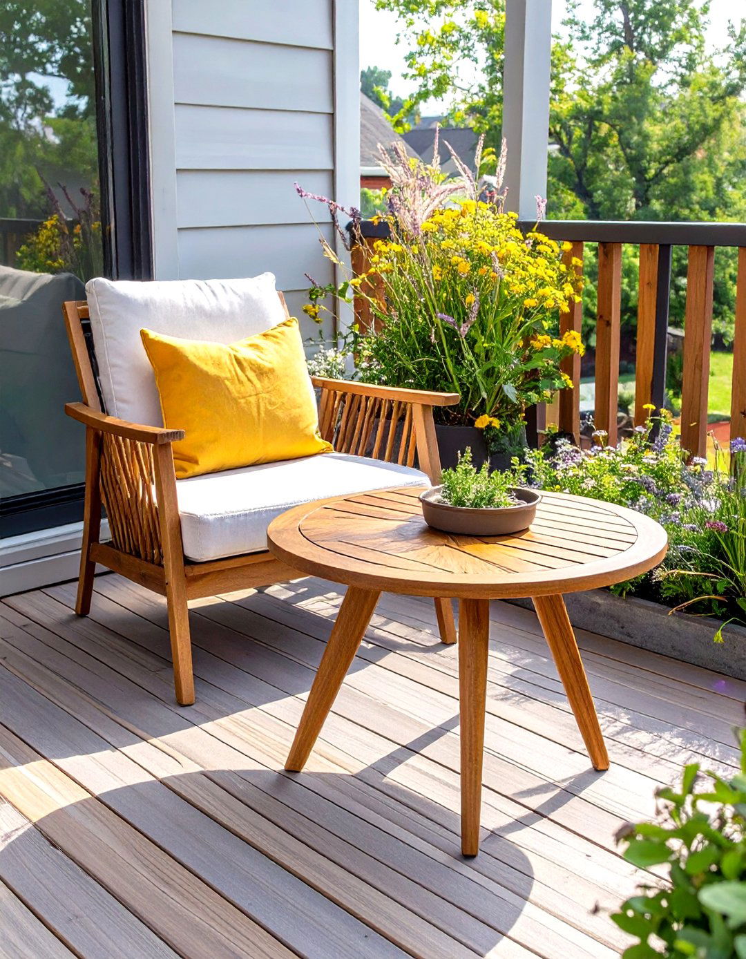 Quarter Round Accent Tables for Small Decks - 30 small deck furniture ideas
